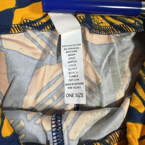 LuLaRoe Blue Yellow Gold Triangles Space Ships Layers Leggings One Size OS - Picture 4 of 6